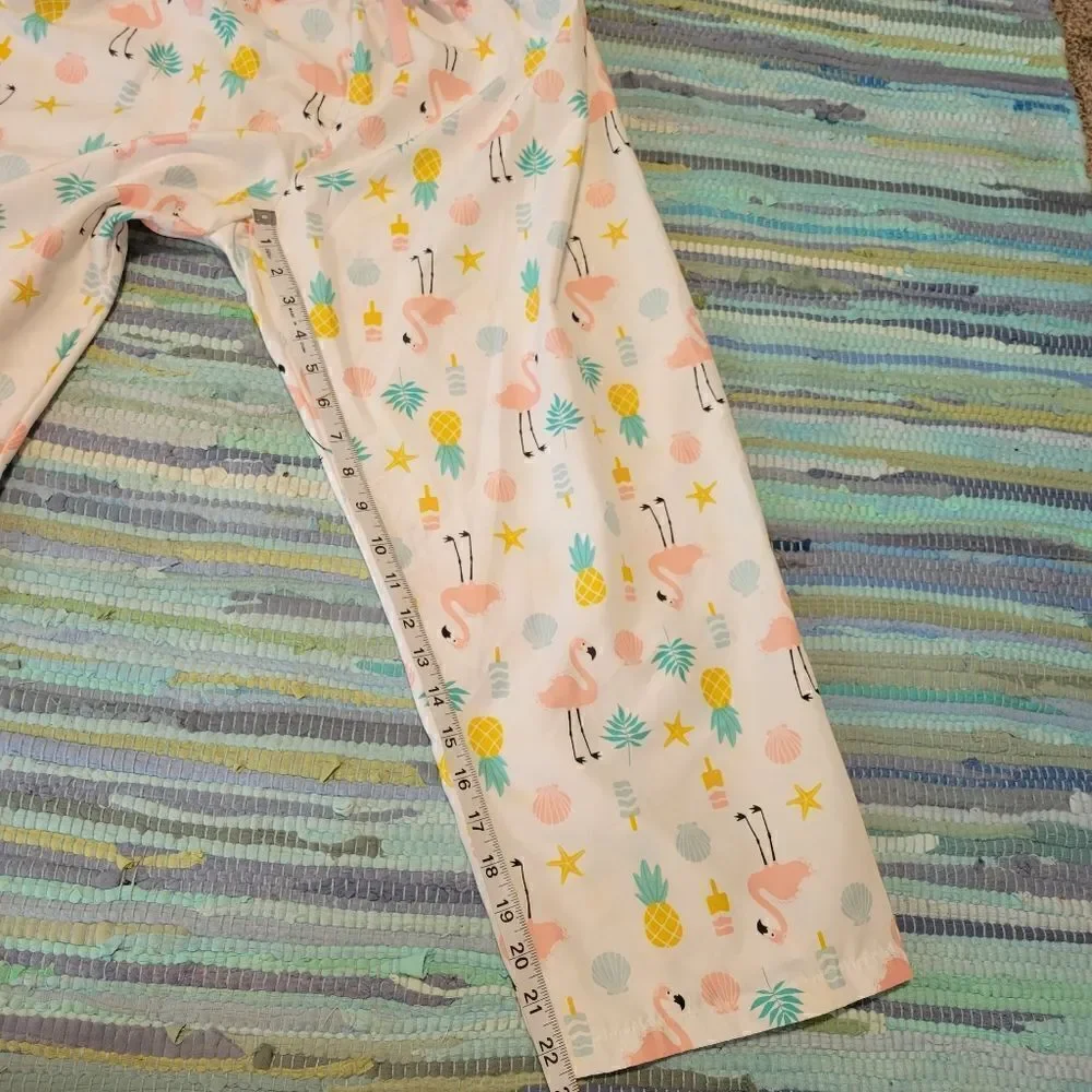 Bobbie Brooks Women's Sleep Pants White & Pink Flamingo's sz Med